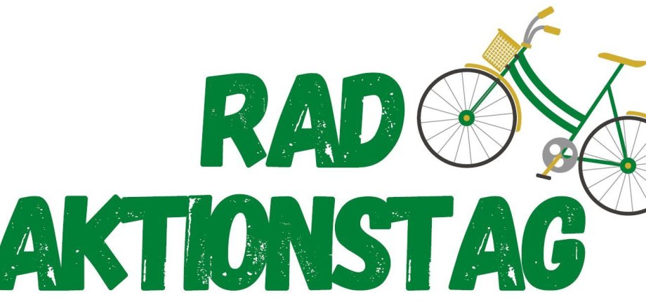 Grünes Fahrrad und Slogan für den Radaktionstag der Stadt Bad Dürkheim