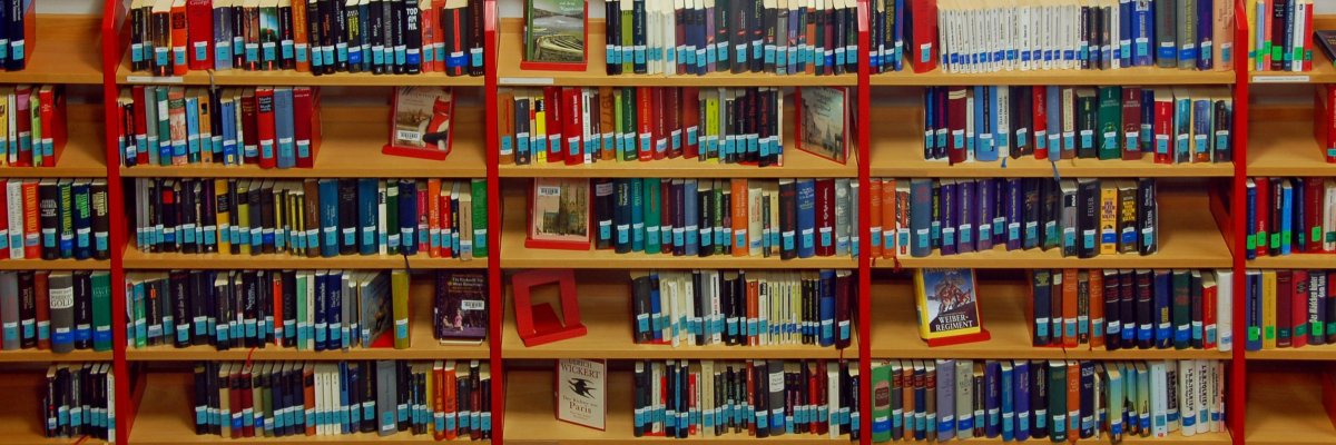 Bücherregale der Stadtbücherei