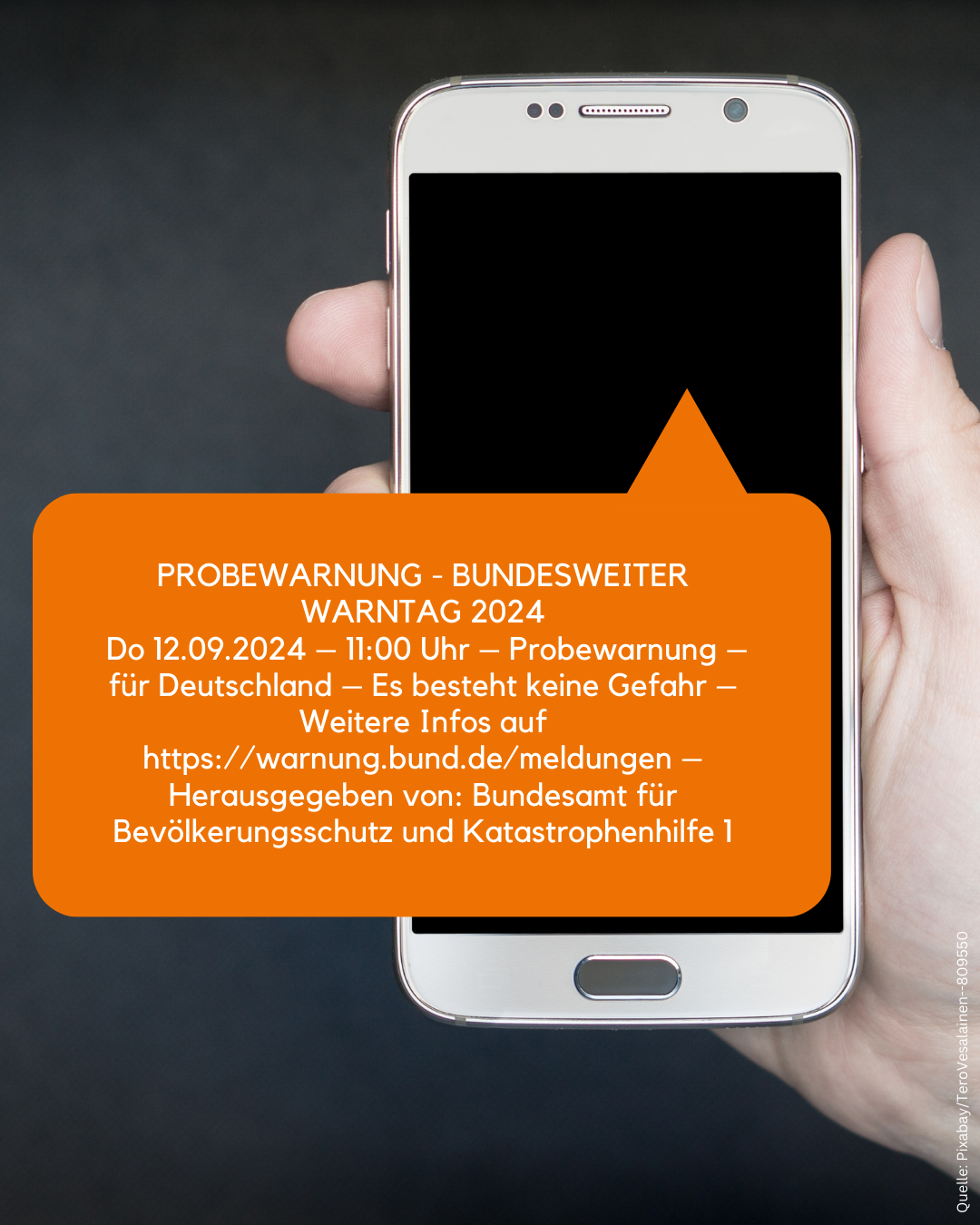 Handy mit Warntext