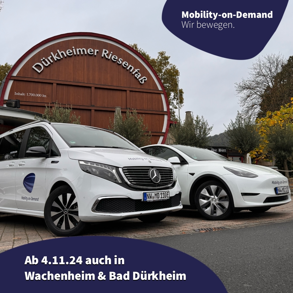 weiße Autos vor dem Dürkheimer Riesenfass